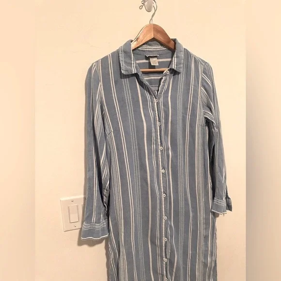 Tommy Bahama Stripped Button‎ Up Cover Up Dress in Blue Sz M - Picture 4 of 5